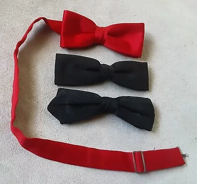 Vintage Lot Of 3 Bow Ties 2 Black & 1 Red • $17.95