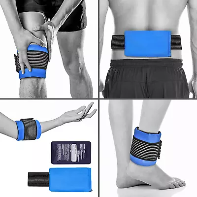 Reusable Gel Ice Pack For Sports Injury | Hot And Cold Compress Wrap With Adjust • £10.74