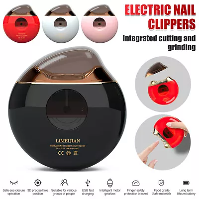 Electric Nail Clippers Trimmer Cutter USB Rechargeable Anti-Splash Nail Machine • £10.89