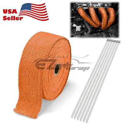 Orange Exhaust Pipe Insulation Thermal Heat Wrap 2 X50' Motorcycle Header • $18.46