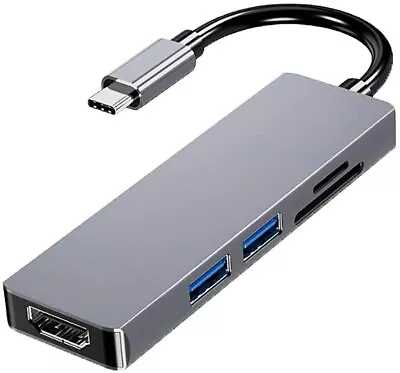 Grey 5in1 Type C To HDMI 2x USB 3.0 TF SD Hub Adapter For Laptop MacBook Pro • £12.99