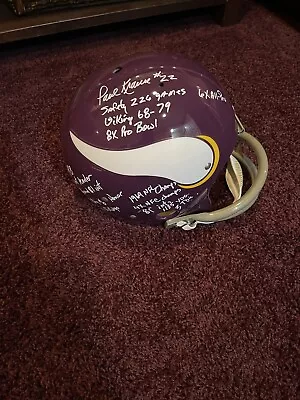 Rare Paul Krause Signed Vikings Tk Stat Riddell Helmet Jsa W 15 Inscriptions • $474.95