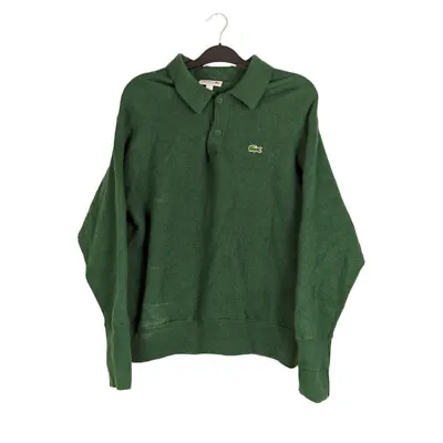 Women's Green Lacoste Wool Sweater Jumper Cardigan 100% Wool Size FR 6 • £20