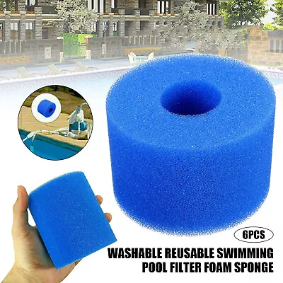 6Pcs Foam Spa Hot Tub Filters V1 S1 Washable Bio Sponge Intex Reusable Blue Hot • £8.98