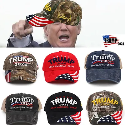 $18.89 • Buy Donald Trump 2024 Hat Embroidery Adjustable Baseball Cap USA Flag Trump Hat