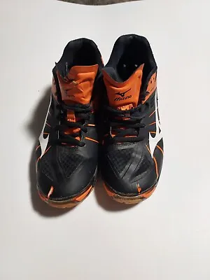 Mizuno Wave Lightning Size 9W Black And Orange Volleyball Sneakers Shoes  • $9.72