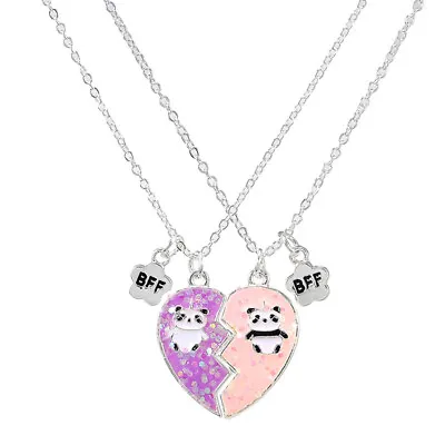 £3.99 • Buy Best Friends Necklace 2Pc Set Broken Heart Friendship BFF Gift Panda Koala UK