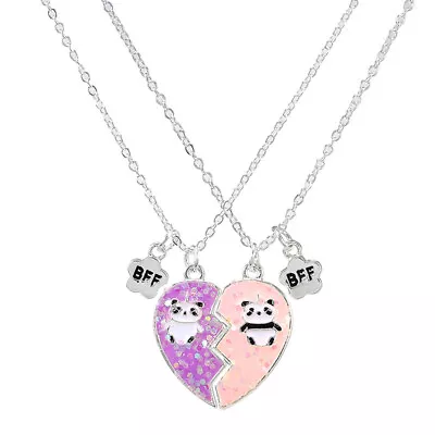 £4.19 • Buy Best Friends Necklace 2Pc Set Broken Heart Friendship BFF Gift Panda Koala UK
