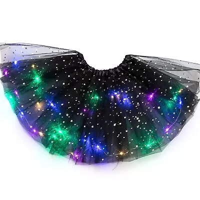 Girls LED Light Up Glow Dance Tutu 3Layer Skirt Fancy Party Ballet Dress Sparkly • $13.50