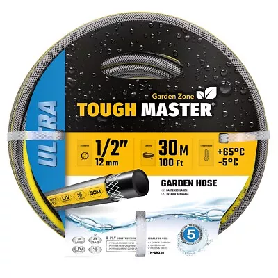 Garden Hose Pipe Reinforced 30m / 100ft 3 Ply Anti Kink TOUGH MASTER® • £22.99