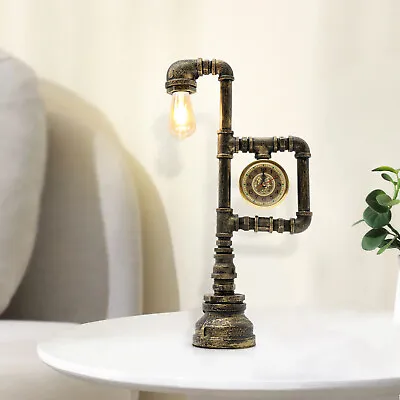 Industrial Steampunk Water Pipe Desk Table Lamp Retro Light For Bedroom Fixture • $51