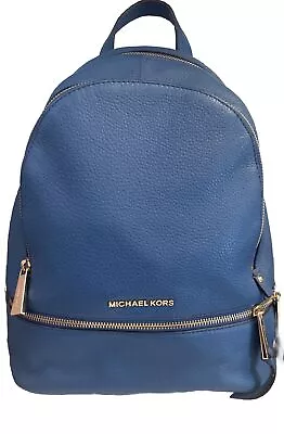 Michael Kors Rhea Backpack Dark Chambray Blue 100% Leather  Gold Tone Hardware  • $100