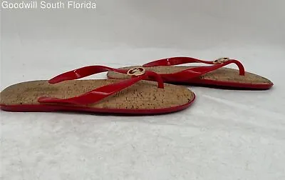 Michael Kors Womens Red Jelly Open Toe Slip On Flip Flop Sandals Size 8M • $14.99