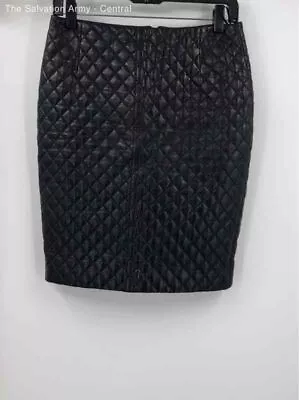 Massimo Dutti Womens Black Quilted Back Zip Straight & Pencil Skirt Size Small • $7.99