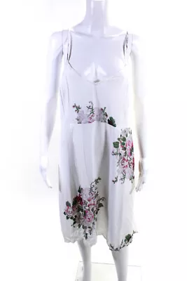 Tracy Reese Anthropologie Womens Floral V Neck Midi Slip Dress White Size 16 • $40.81