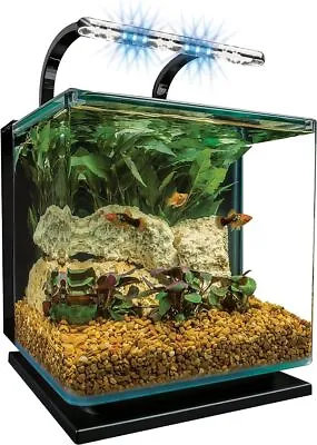 3 Gallons Contour Glass Aquarium Kit With Rail Light Tabletop Display Fish Tank • $96.54