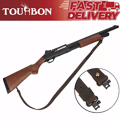 TOURBON Hunting Leather Rifle Sling Shotgun Carry Strap +1  Gun Swivels Clip USA • $22.49