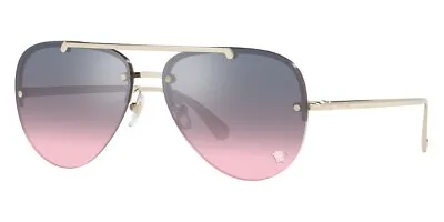 New VERSACE Medusa Pale Gold Rose Grey Mirror Aviator Sunglasses VE 2231 1252H9 • $399.95