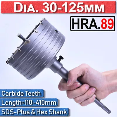 30-125mm CORE DRILL BIT SDS PLUS HEX TCT Concrete Brick Hole Cutter Drill Set US • $16.29