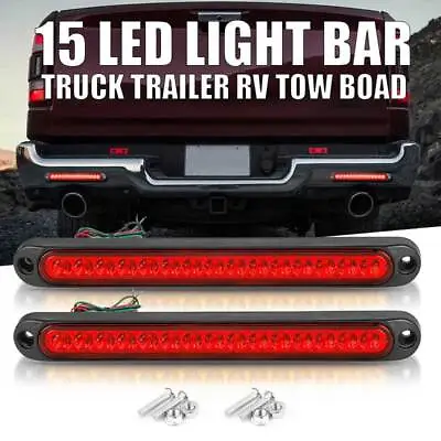 $11.99 • Buy Red 2X 10  LED Truck Trailer Strip 3rd Brake Lights Rear Turn Tail Light Bar USA