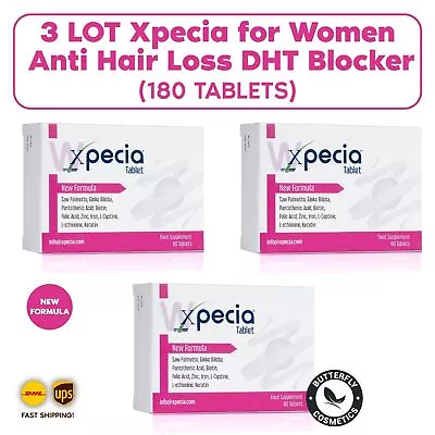 3 LOT Xpecia For Women Anti Hair Loss DHT Blocker NEW Formula (180 Tablets) NEW • $157.66