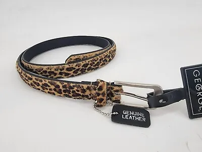 Womens George Cheetah Print Belt Faux Fur Size XL Genuine Leather • $9.99