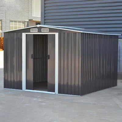 8FT X 8FT SHED Metal Apex Roof Outdoor Storage House Shed With Floor Foundation • £329.95