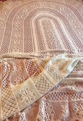 Vtg Lace Bedspread Bohemian Style Cotton White Single Bed Throw 62””x120” • £24.99