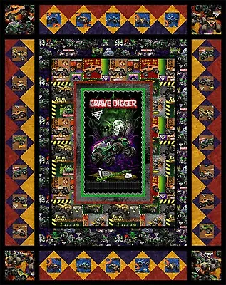 Monster Jam Cotton Fabric-Monster Truck Quilting Fabric-By The Yard And Panel • $16.49