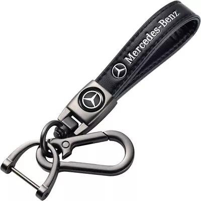 Leather Keychain Metal Car Logo Key Chain Key Ring Accessories For Mercedes Benz • $9.99