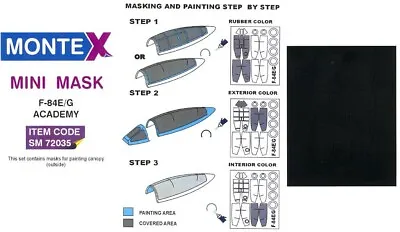 Montex 1/72 REPUBLIC F-84E/G THUNDERJET CANOPY & WHEELS PAINT MASK Academy • $3.99