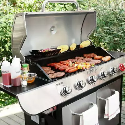 6-Burner BBQ Liquid Propane Gas Grill With Sear And Side Burner Stainless Steel • $479.99