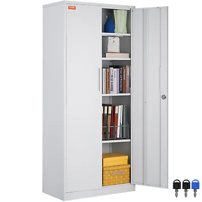 VEVOR Steel Storage Cabinet Office Home Lockable Cupboard Adjustable Shelves • $290.99