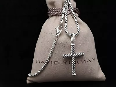 $220 • Buy David Yurman Men's Sterling Silver Cable Cross Pendant Necklace 22 In