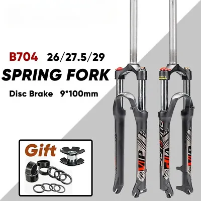 MTB Bike Suspension Front Fork 26/27.5/29inch Bicycle Spring Fork Travel 100mm • $238