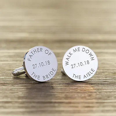 £17.63 • Buy Father Of The Bride Personalised Silver Finish Cufflinks - Wedding Engraved