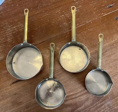 Vintage Copper & Brass Measuring Cups W/ Spouts - 1/4 1/2 3/4 1 Cup Set Of 4 • $34.97