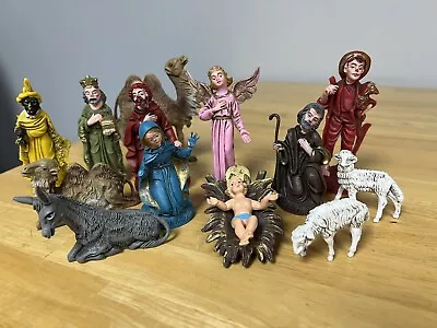 Christmas Nativity Figures Vintage Hard Plastic Retro Italy Set Baby Jesus Angel • $24.99