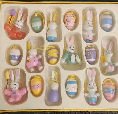 18 Vintage Mini Easter Tree Ornaments Lot 1 -1½  Bunny Chick Egg Bird NEW • $19.97