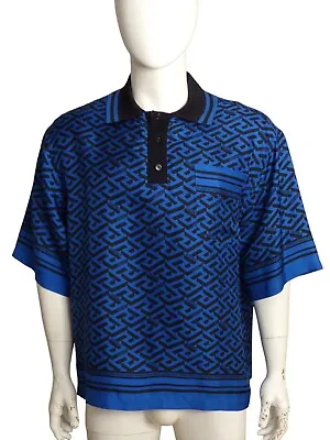 VERSACE- NWT 2022 Logo Print Silk Shirt Size XL • $398