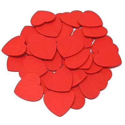 Red 28mm Love Hearts Wooden Shabby Chic Craft Scrapbook Coloured Hearts • £3.29