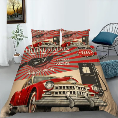 £43.19 • Buy Gasoline Station Commercial Element Route 66 Illustration Print Bedding Set