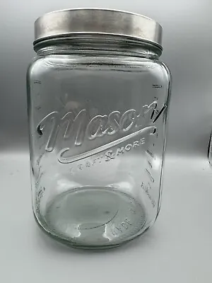 Mason Large Giant 125oz Measuring Jar Preserving America Glass Large W Lid Heavy • $31.99