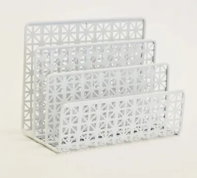 3 Slot Modern White Metal Desktop Mail Sorter Letter Holder Desk Organizer • $19.99