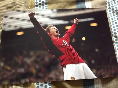 Ole Gunnar Solskjaer Man Utd Hand Signed 12 X 8 Photo Manchester United Coa • £27.99