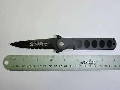 Smith & Wesson SWMIS Black Military Issue Spear Point Combo Edge Knife • $24.99