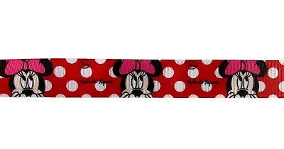 25mm Wide Red Minnie Mouse Grosgrain 1 Meter  UK Seller • £0.99