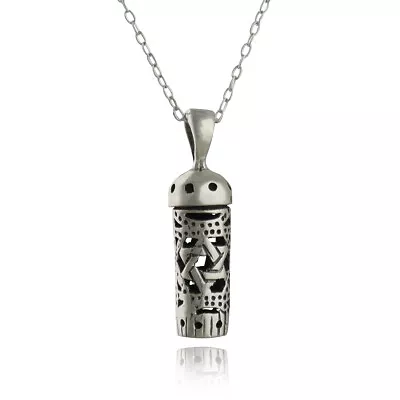 Mezuzah Pendant Necklace 925 Sterling Silver Top Opens Star Of David Gift NEW • $21