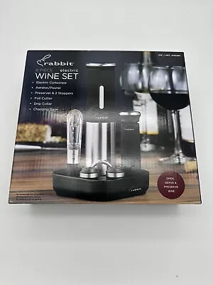 Rabbit Electric Wine Opener Set 8 Piece Set W/Foil Cutter Aerator Stoppers New • $24