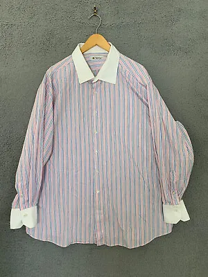 Domenico Vacca Mens Shirt 18.5 Long Sleeve Striped Button Multicolor Italy • $39.99